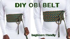 two images show how to tie a belt with different colors and patterns on the waist