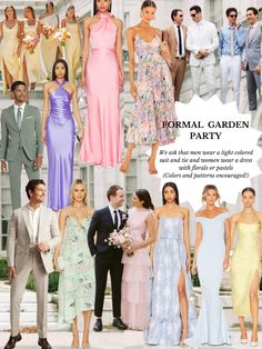 the formal garden party is all dressed in pastel colors