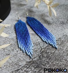 Fringe Beaded Earrings, Red Bead Earrings, Artistic Earrings, Blue Beaded Earrings, Boho Earring, Luxury Earrings, Gifts For Art Lovers, Beaded Jewelry Patterns, Earrings Long