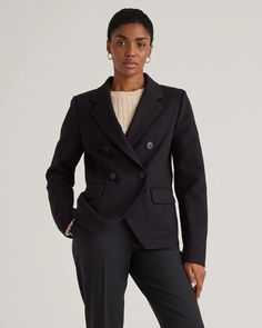 Busy Schedule, Double Knit, Just Run, Breasted Blazer, Double Breasted Blazer, Charcoal Color, Polished Look, Quince, Black And Navy