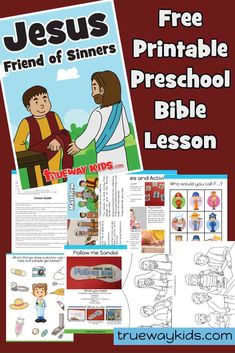 the jesus and mary bible lesson for kids with free printables on it, including an