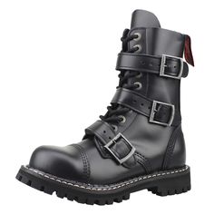 3 buckle black combat boot by Angry Itch Steel Toed Boots Women, Steel Toe Boots Women, Black Leather Combat Boots, Boot Collection, Leather Combat Boots, Steel Toe Boots, Womens Combat Boots, Combat Boot, Black Leather Boots