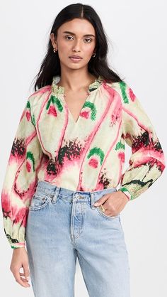 Chufy Juniper Blouse | Shopbop Multicolor Linen Tops For Spring, Multicolor Long Sleeve Linen Tops, Safari Dress, Daisy Dress, Pleat Top, Blouse Price, China Fashion, Printed Blouse, Silk Blouse