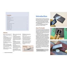 an open book with pictures and instructions on how to use the knife for cutting wood