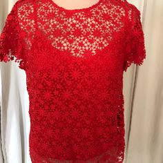 Ralph Lauren Crochet Top With Attached Tank Nwt Red Red Crochet Top, Red Crochet, Ralph Lauren Black Label, Black Label, Crochet Top, Ralph Lauren, Womens Tops, Crochet, Fashion Design