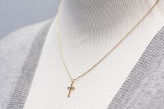 Gold Cross Necklace Gold Filled Chain Simple Cross Pendant Simple Cross Jewelry With Delicate Chain, Dainty Hypoallergenic Cross Jewelry, Cross Necklace Gold, Jewelry Cross, Cross Christian, Simple Cross, Gold Cross Necklace, Christian Jewelry, Cross Jewelry