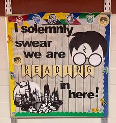 a classroom door with a harry potter sign on it