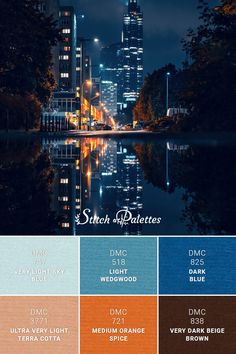 the color palette for each city at night