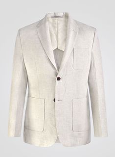 Add a touch of texture and contemporary appeal to upgrade your wardrobe with our Italian Meadow Unstructured Linen Jacket. Crafted from pure linen, the jacket features a neutral hue that will give you a refreshing look and is at the same time an ideal piece for those who want to achieve a cool, contemporary tailored style during the summer months. Complement it with matching waistcoat and trousers, blue shirt, a pink tie and brown oxford for a perfect finish.  
 
 Look Includes  Italian Meadow L Casual Beige Single-breasted Tweed Jacket, Linen Outerwear With Single Button And Lapel Collar, Single Button Linen Outerwear With Lapel Collar, Business Linen Outerwear With Pockets, Linen Outerwear With Pockets For Business Casual, Business Casual Linen Outerwear With Pockets, Linen Outerwear With Patch Pockets And Suit Collar, Linen Outerwear With Patch Pockets For Business Casual, White Linen Outerwear With Pockets