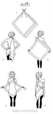 the instructions for how to tie a scarf around your neck and waist, from an instruction manual