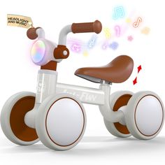 an image of a toy bike with musical notes coming out of the handlebars