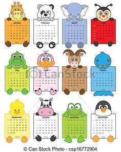 calendar for children with animals and birds