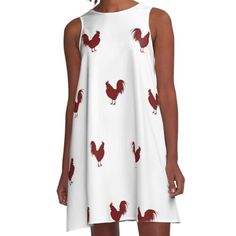 Loose-fit, mid-length sleeveless dress with silky handfeel. Printed on both sides. Machine washable. Size range XS-2XL. GO South Carolina! Red A Line Dress, Red Rooster, Woven Dress, Dress For Sale, Both Sides, Dress Fabric, Trending Topics, South Carolina, Pet Birds