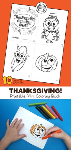 the thanksgiving coloring book for kids is shown