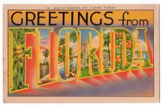 an old florida postcard with the word greetings from florida