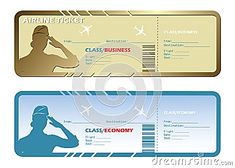 two airline tickets with the image of a man in uniform and an air plane ticket