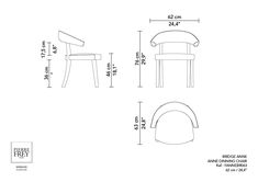 a drawing of a chair and table with measurements