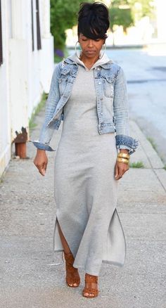 Denim Shirt Outfit Dressy, Gray And Gold Outfits For Women, Shirt Dress With Denim Jacket, Denim Mini Dress Street Styles, Marcella Nyc Dress, Sweat Shirt And Jeans Outfit, Jazz In The Garden Miami Outfit, Jeans Work Outfits Women Summer, Petite Black Women Fashion