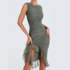 Dress Neck, Mesh Bodycon Dress, Ruffle Midi Dress, Sleeveless Bodycon Dress, Style Basic, Ruched Bodycon Dress, Midi Dress Party, Elegant Dresses Long, Pleated Midi Dress