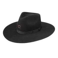 This black rancher hat is made of superior fine felt wool and its allure goes beyond its exclusive design. It comes in a distressed black color featuring a stiff brim and a pinchfront crown. The hat grabs attention with an embellished, studded band with a silver and turquoise concho on the side. Perfect if you love the Winter Felt Hat With Flat Brim, Wool Felt Hat For Rodeo In Winter, Western Style Fur Felt Fedora With Flat Bill, Flat Brim Fur Felt Hat, Black Western Style Fur Felt Hat, Winter Felt Hat With Curved Brim, Black Western Fur Felt Fedora, Black Wool Felt Hat For Rodeo, Western Black Fur Felt Fedora