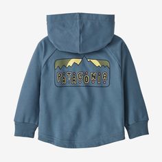 All-natural playwear for the wee ones. Made with 80% Cotton in Conversion and 20% kapok natural fiber brushed fleece for comfortable, durable and abrasion-resistant playtime clothes that will stand the test of kiddo time. Made in a Fair Trade Certified™ factory. | Patagonia Baby Full-Zip Hoody Sweatshirt in Utility Blue, 2T - Kids' Sweatshirts & Pullovers Patagonia Baby, Baby Patagonia, 50% Logo, Rhodes, Full Zip Hoodie, Pullover Sweatshirts, Baby Baby, Fair Trade, Patagonia