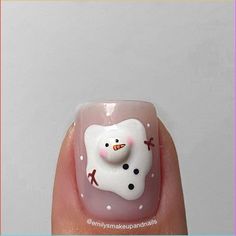 Frosty The Snowman Nail Art, Christmas Nails With Snowman, Fun Winter Nail Designs, Ski Nail, Nail Art Snowflakes, Fun Winter Nails, Snowflake Christmas Nails, Nails Snowman, Snowman Nail