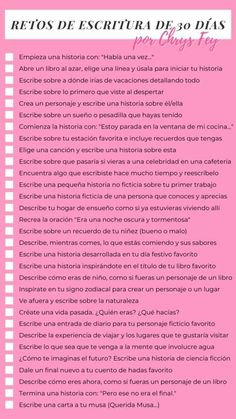 a pink and white poster with the words, reto de exertura de 30 days