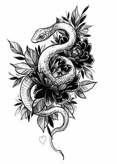 an image of a snake and flowers with the word pinterest on it's side