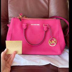 This Is A New (Without Tags, But Stored In Bag And Never Used) Michael Kors Sutton Bag. It Is Such A Perfect Color For Spring! Pink Saffiano Leather Bag With Removable Pouch, Saffiano Leather Satchel With Branded Hardware, Pink Saffiano Leather Bags With Branded Hardware, Pink Saffiano Leather Crossbody Bag, Pink Saffiano Leather Satchel Bag, Pink Saffiano Leather Satchel, Saffiano Leather Satchel For Shopping, Pink Bag, Michael Kors Bag