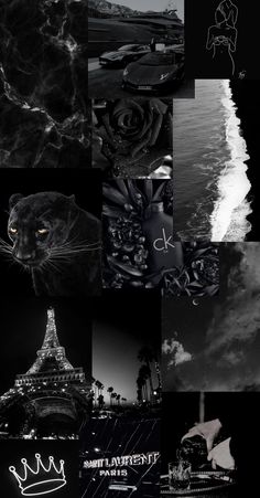 black and white collage with the eiffel tower