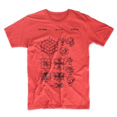 Rubik's Cube Patent T-Shirt. Patent Art. Rubik's Cube | Etsy Red Crew Neck Top With Graphic Print, Red Cotton Shirt With Graphic Print, Vintage Red Shirt With Letter Print, Vintage Red Shirt With Graphic Print, Graphic Tee With Graphic Design As Gift, Graphic Tee With Graphic Design For Gift, Vintage Screen Print Tops As Gift, Vintage Screen Print Tops For Gift, Vintage Graphic Print Tops As Gift