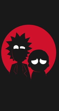 two cartoon characters standing in front of a red sun