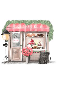 Little Chef. Маленький шеф-повар. PNG. Pastry Shop Drawing, Shopping Illustration Art, Cafe Drawing, Let's Make Art, Building Drawing, Book Illustration Art