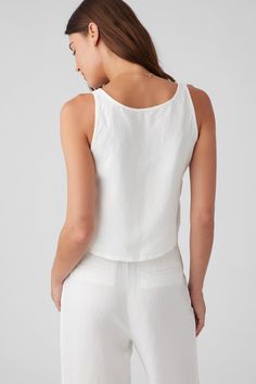 Sleeveless Summer Tops With Button Back, Sleeveless Button Back Tops For Summer, Spring Sleeveless Top With Button Back, Sleeveless Spring Top With Button Back, Sleeveless Tops With Button Back For Spring, Sleeveless Button Back Top For Spring, Bra Alternatives, White Linen Trousers, Leg Bag