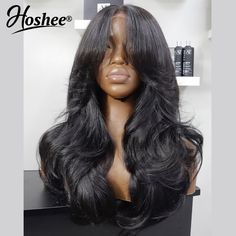 Glueless 4x4 Lace Closure Wig With Layered Bangs Wear And Go 5x5 Lace Closure Wig Human Hair 5x5 Lace Closure Wig, Layered Bangs, 4x4 Lace Closure Wig, Highlight Brown, Deep Wave Human Hair, Loose Deep Wave, Wig Human Hair, Brown Wig, Brown Ombre