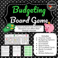 a black and white polka dot themed bulletin board game with piggies on the side