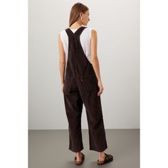 Brown denim (100% Cotton). Overalls. Sleeveless. Square neck. Front button closure. 7.5" from shoulder to hemline. Imported. Sleeveless Cotton Overalls With Button Closure, Sleeveless Cotton Overalls For Workwear, Casual Sleeveless Overalls For Fall, Brown Overalls, Baggy Overalls, Cotton Overalls, Brown Denim, Cozy Cardigan, Rent The Runway