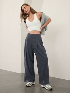 Brooklyn Heights High Rise Pleated Wide Leg Pant | Athleta Brooklyn Heights, Work And Travel, Bra Dress, Stylish Work Outfits, Wide Leg Pant, Work Clothes, Bottom Clothes, Petite Size, Bottoms Pants