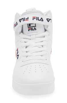 Show off basketball-inspired style in this high-top sneaker constructed with a hook-and-loop strap closure, comfortably padded collar and grippy sole. Lace-up style; hook-and-loop closure Textile and synthetic upper/textile lining/synthetic sole Imported Sporty Lace-up Basketball Shoes With Embossed Logo, Sports Basketball Shoes With Embossed Logo, Basketball Shoes With Embossed Logo And Round Toe, White High-top Basketball Shoes With Embossed Logo, High-top Sneakers With Embossed Logo, White High-top Sneakers With Embossed Logo, Sporty High-top Skate Shoes With Embossed Logo, White Sporty Basketball Shoes With Embossed Logo, Sporty High-top Sneakers With Embossed Logo