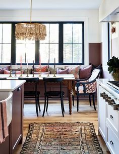 the kitchen is clean and ready to be used as a dining room or family room