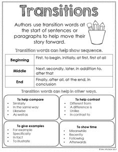 the transition worksheet for students to learn how to read and understand their words