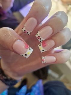 Hello Kitty Tips Nails, Hello Kitty Cheetah Print Nails, Hello Kitty Valentines Nails, Hello Kitty Almond Nails, Hello Kitty French Tips, Nails Acrylic Hello Kitty, Cheetah Print French Tip Nails, Hello Kitty Inspired Nails, Cute Hello Kitty Nails