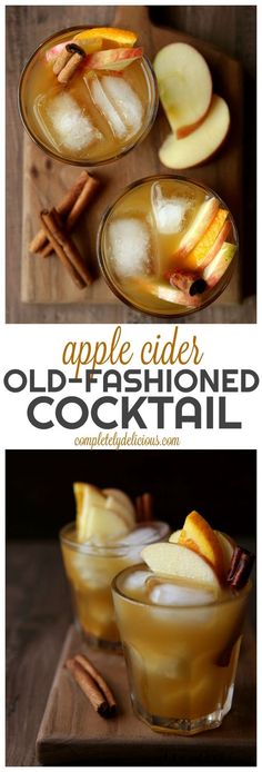 an old fashioned cocktail with apple cider and cinnamon