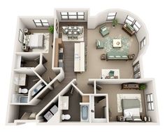 the floor plan of a two bedroom apartment