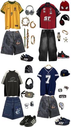 Man Y2k Outfit, Mens Fashion Y2k, Y2k Boy Outfits, Y2k Mens Outfits, Mens Y2k Fashion, 2000s Boys Fashion, Streetwear Fashion Baggy, Y2k Outfits Men, Fit Accessories