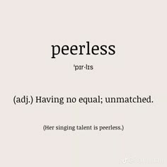 the words peerless are written in black and white