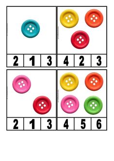 four different colored buttons are shown in this worksheet for numbers 1 - 10