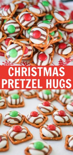 christmas pretzel hugs on a plate with the title overlay