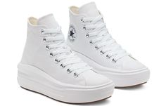 Converse Womens WMNS Chuck Taylor All Star High Move 'White Ivory' White/Natural Ivory/Black 568498C Tenis Converse, Chuck Taylor All Star Move, White Chuck Taylors, Platform Chucks, Converse Platform, Plateau Sneaker, Dr Shoes, White Shoes Sneakers, Converse White