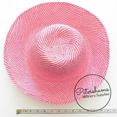 This candy stripe pink capeline hat body is made from visca which is a Japanese wood pulp. From afar it has the appearance of parasisal straw and costs a fraction of the price! It comes unstiffened so is quite floppy to start! Great for making hats from scratch the traditional way.Capeline measures around 28-30cm (11-11.8 inches) in height....and for even more millinery supplies you can find us here!:www.etsy.com/shop/PetershamsAll orders are posted daily from London, England with expected deliv Pink Cap For Vacation, Pink Curved Brim Straw Hat, Pink Flat Brim Sun Hat One Size, Pink Cap Mini Hat For Beach, Pink Beach Cap Mini Hat, Pink Mini Cap For The Beach, Pink Adjustable Hat With Curved Brim, Pink Brimmed Mini Hats For Vacation, Pink Wide Brim Sun Hat One Size